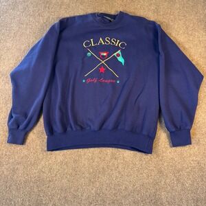 Neil Martin Sweater M Classic Golf League Purple Blue Pullover Embroidered VTG